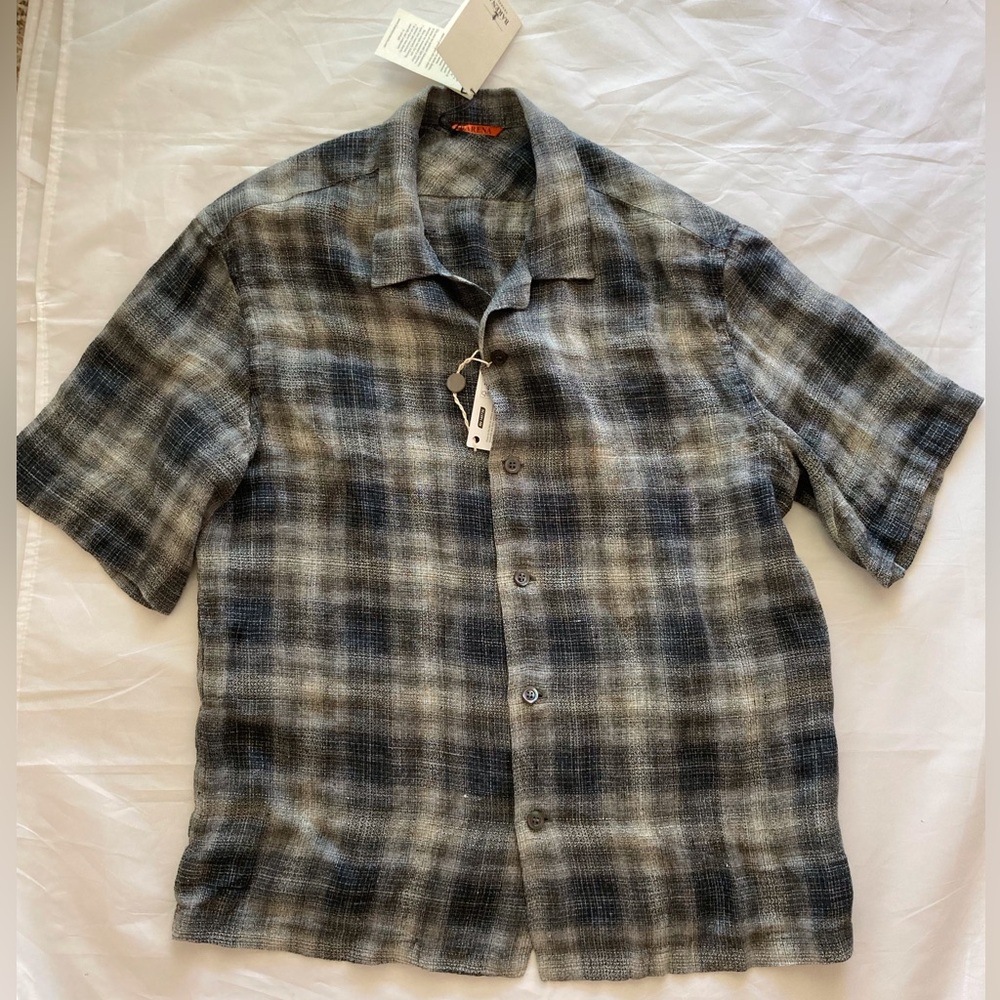 Barena Venezia Solana Romaso 100% Italian Linen Shirt-Antracite GrayIT 50 (US L)